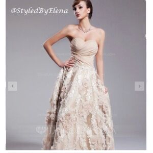 JJs House Elegant Cream Floral Midi Dress